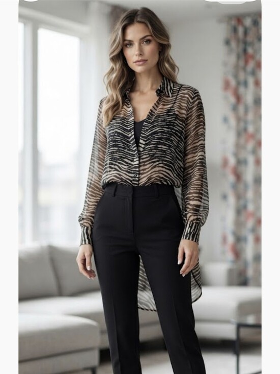 cleo Tops - cleo Black and Cream Zebra-Print Button Front Blouse